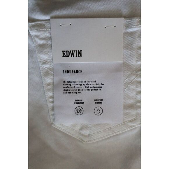 Edwin EW2003SSY Women's Sz 24 Optic White Bree Mid-Rise Straight Crop Jeans - Picture 4 of 12